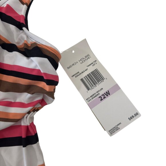 Beach House Woman 22W Striped Padded Tankini Top & Black Bottoms Swim Set NWT - Picture 9 of 15